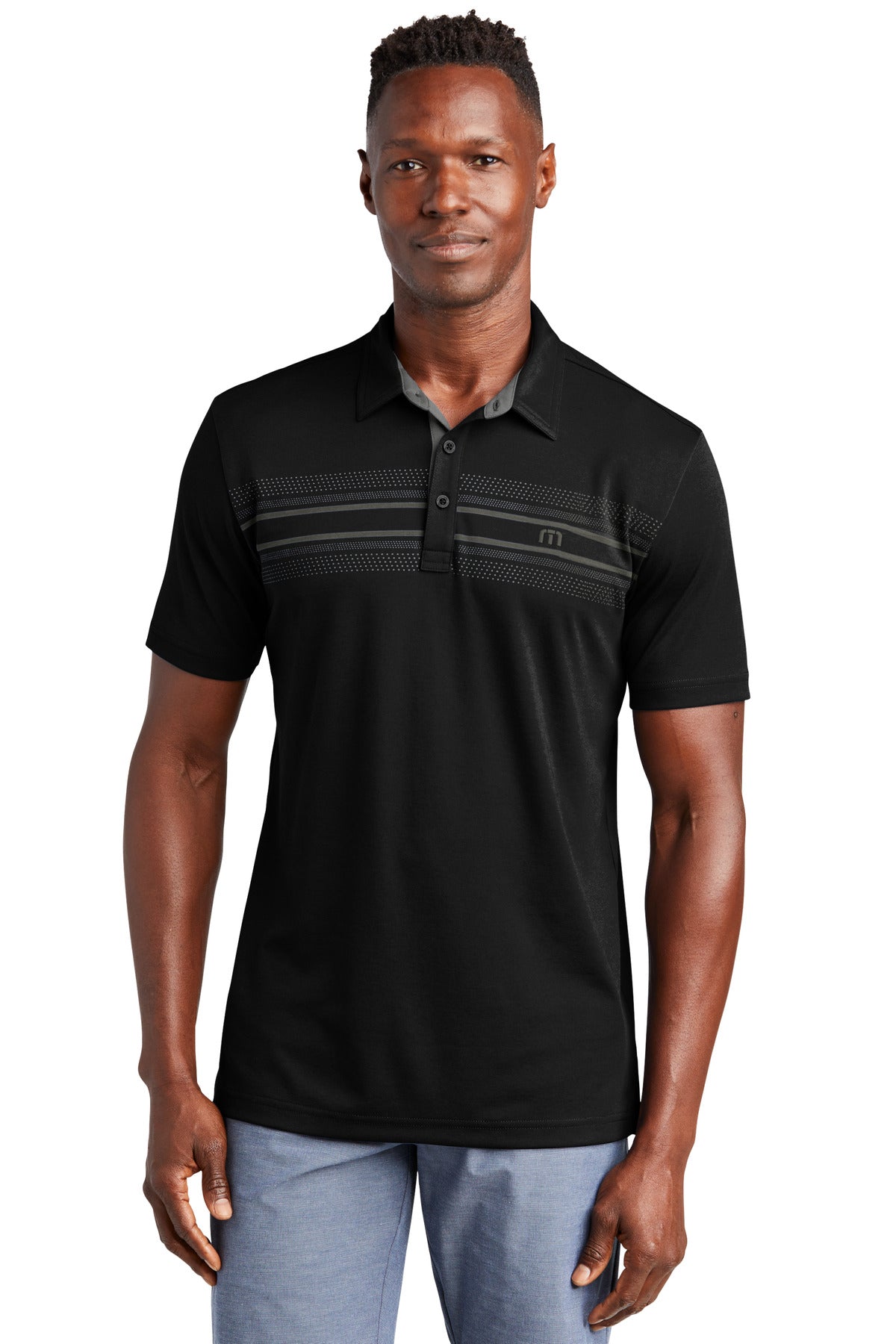 TravisMathew Monterey Chest Stripe Polo TM1MW450 in Black