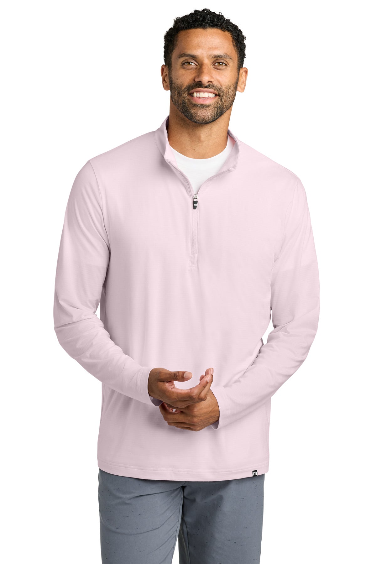 TravisMathew Crestview 1/4-Zip TM1MW452 in Stone Pink