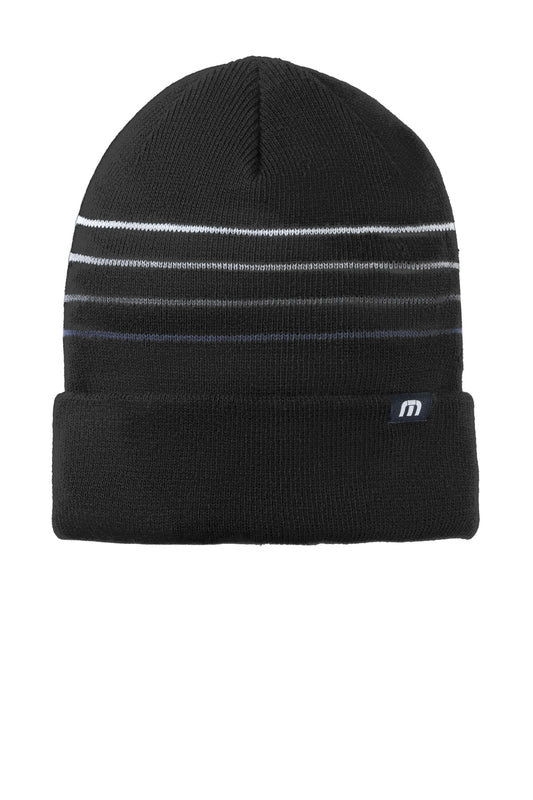 TravisMathew Striped Cuffed Beanie TM1MY393 in Black