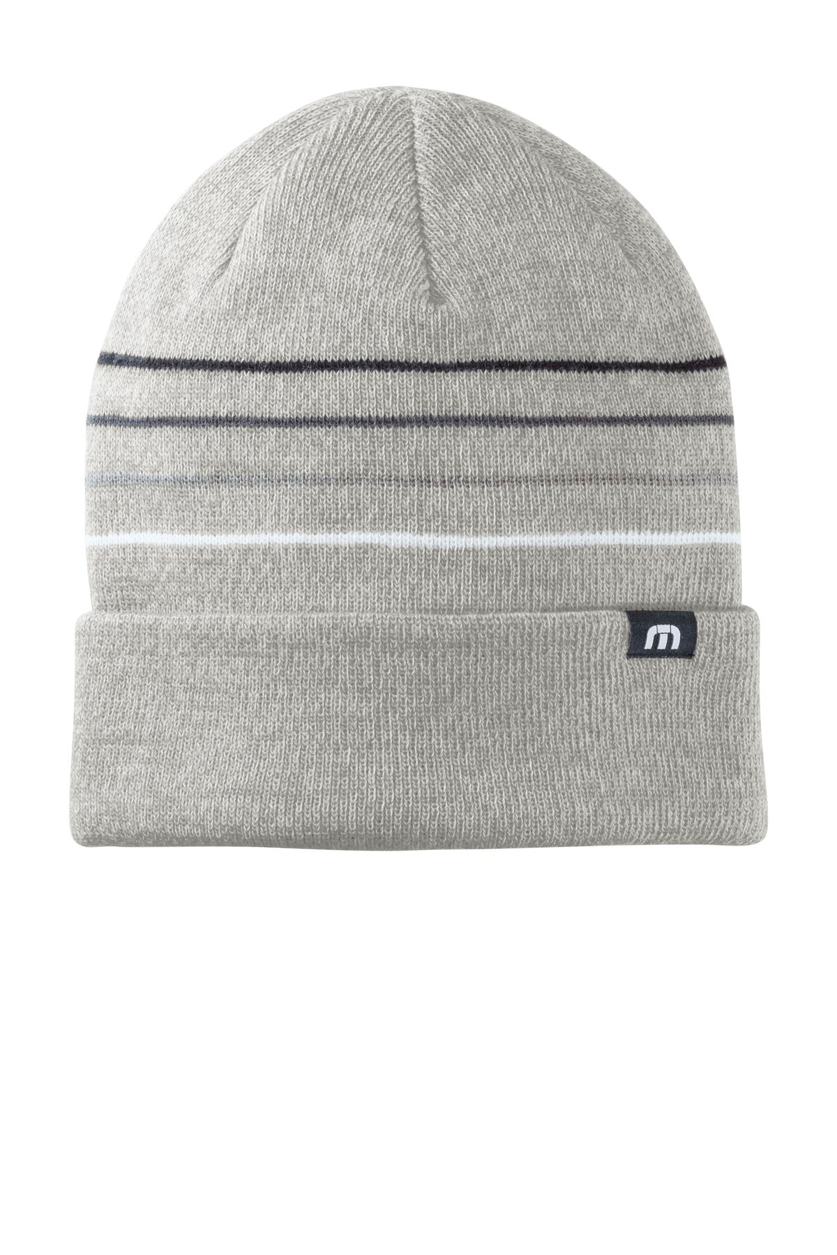 TravisMathew Striped Cuffed Beanie TM1MY393 in Light Grey Heather