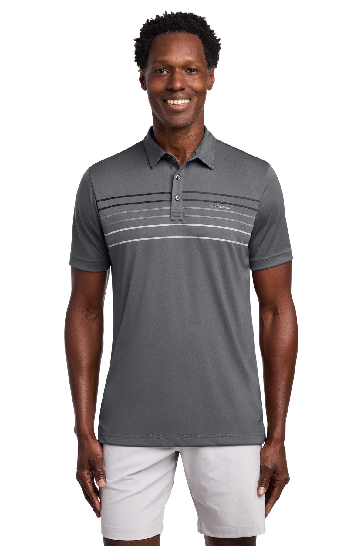 TravisMathew Coto Performance Chest Stripe Polo TM1MY400 in Dark Grey