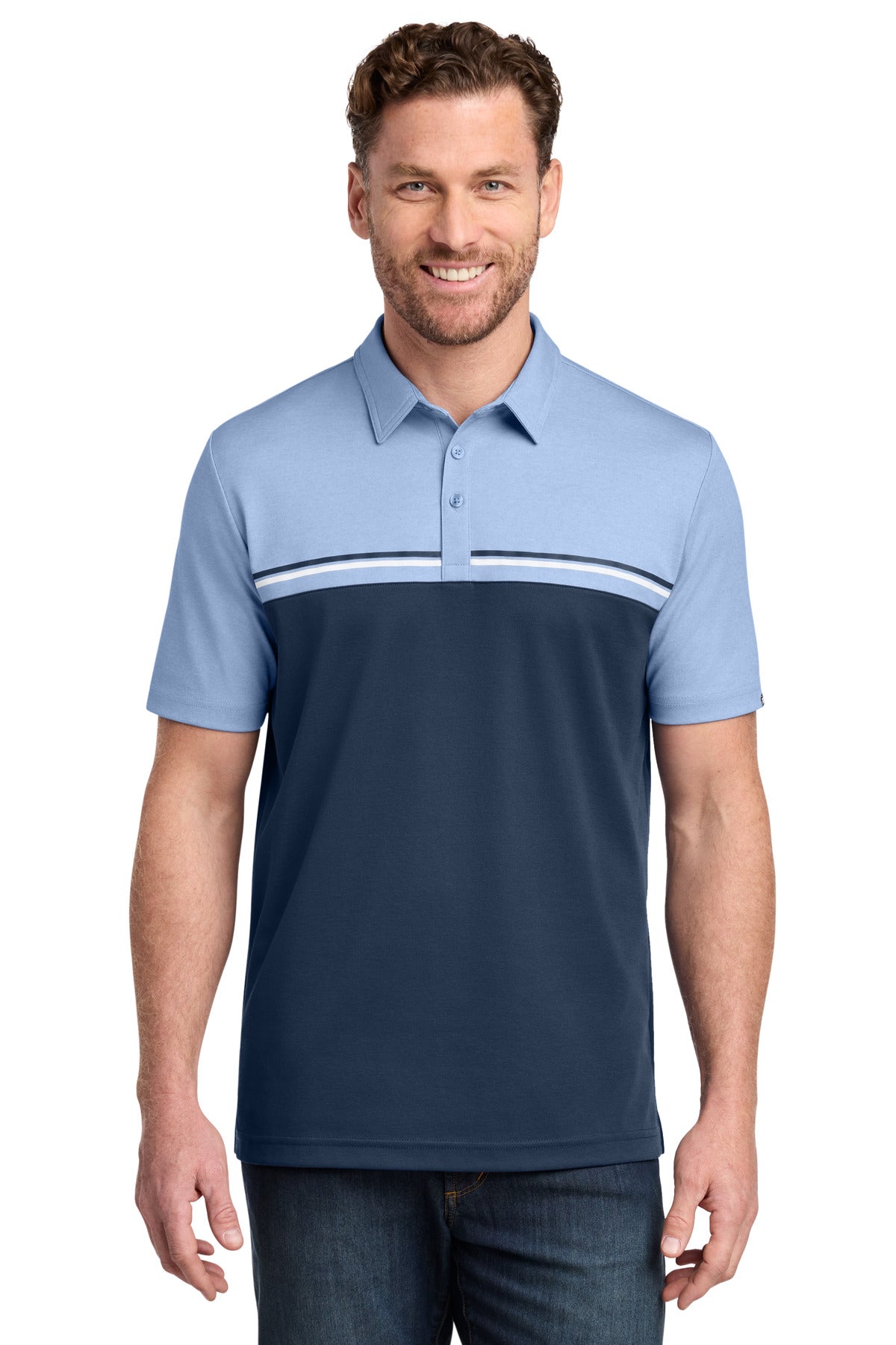 TravisMathew Sunset Blocked Polo TM1MY401 in Riviera Heather/ Blue Nights