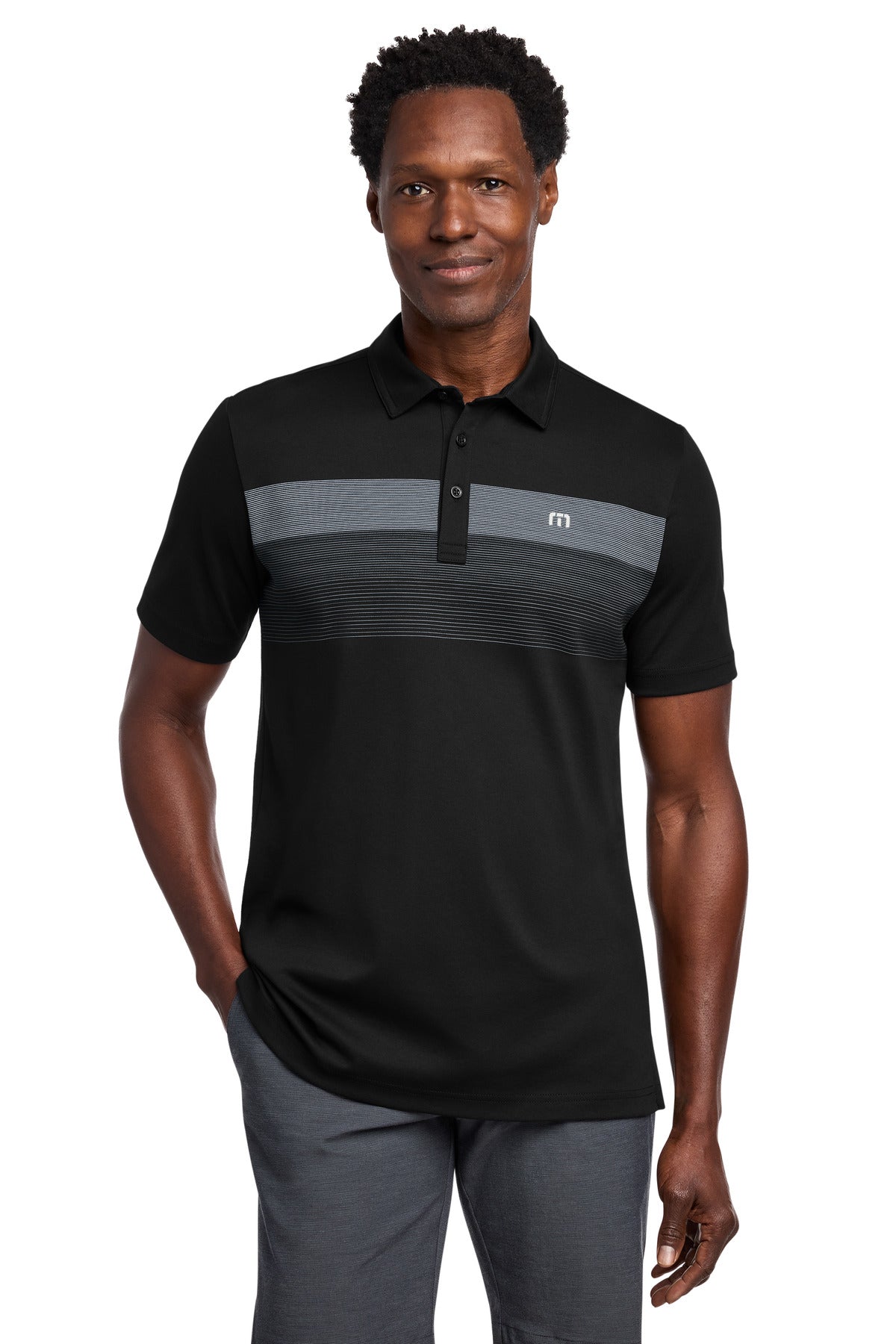TravisMathew Coastal Chest Stripe Polo TM1MY402 in Black