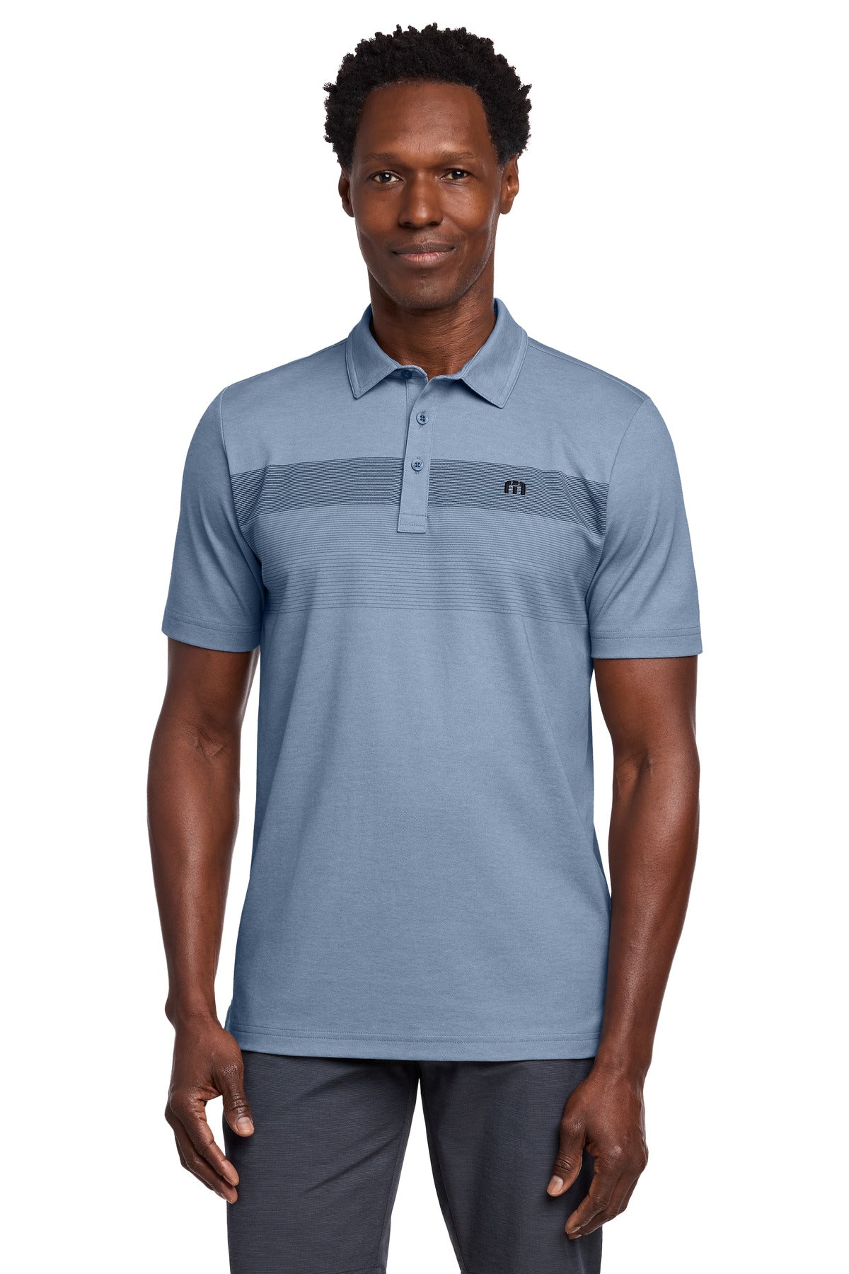 TravisMathew Coastal Chest Stripe Polo TM1MY402 in Opal Blue Heather