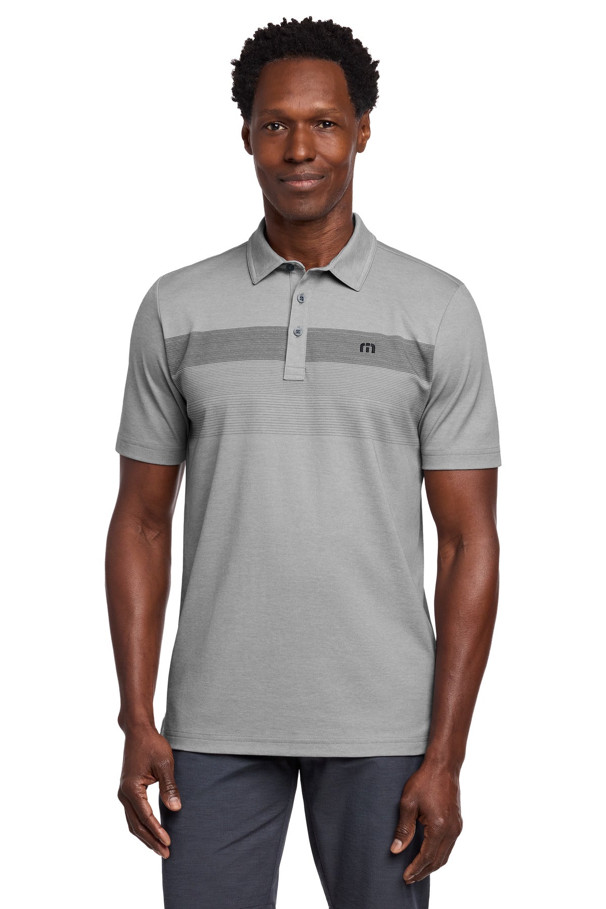 TravisMathew Coastal Chest Stripe Polo TM1MY402 in Quiet Shade Grey Heather