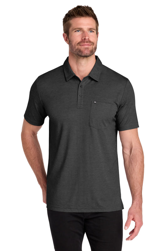 TravisMathew Oceanside Heather Pocket Polo TM1MY404 in Black Heather