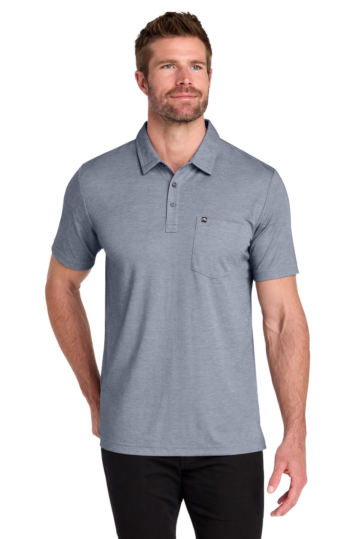 TravisMathew Oceanside Heather Pocket Polo TM1MY404 in Blue Nights Heather