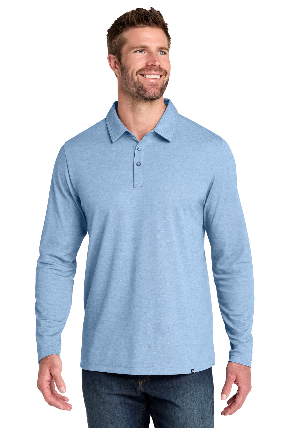 TravisMathew Oceanside Heather Long Sleeve Polo TM1MZ343 in Allure Heather