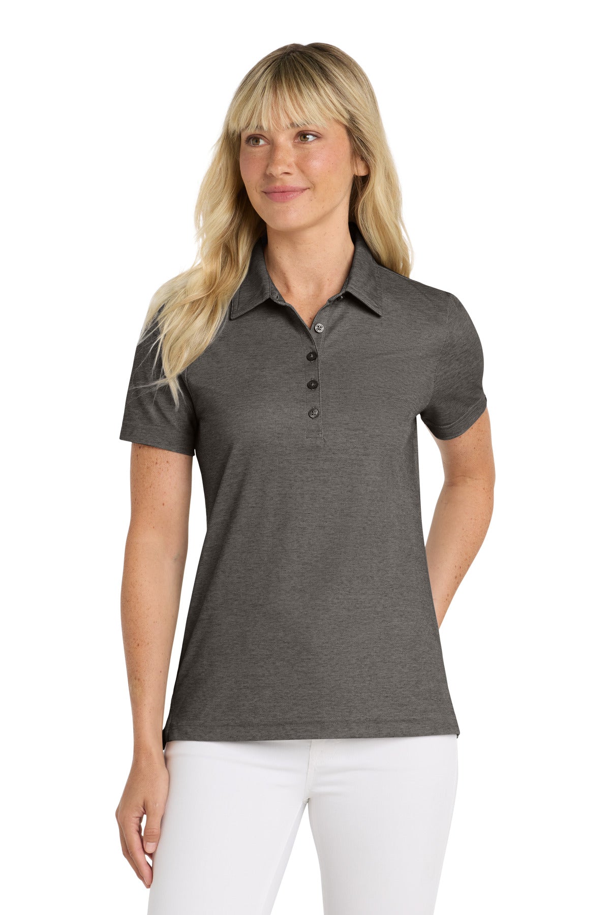 TravisMathew Women's Oceanside Heather Polo TM1WW002 in Black Heather