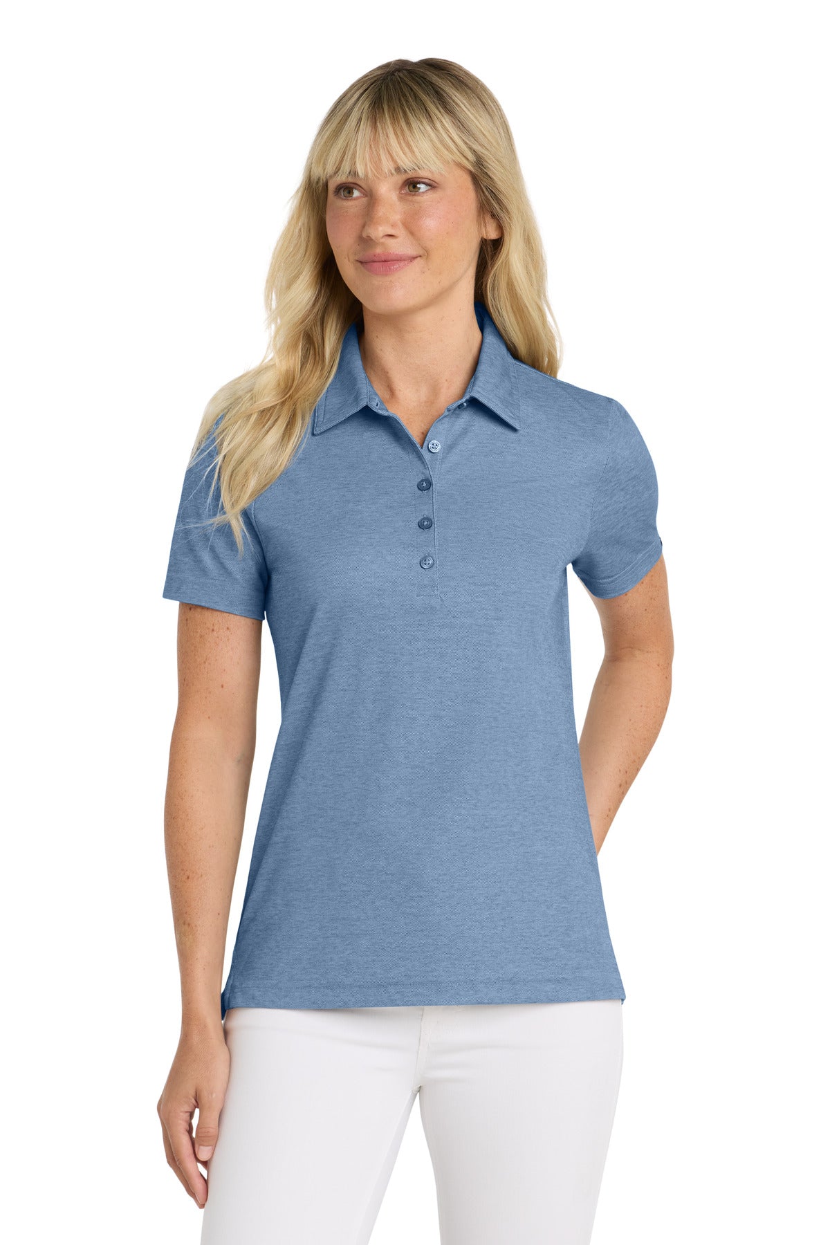 TravisMathew Women's Oceanside Heather Polo TM1WW002 in Classic Blue Heather