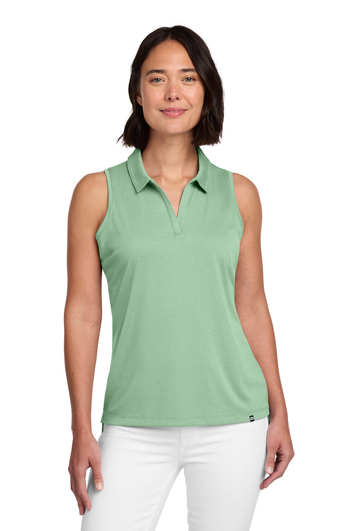 TravisMathew Women's Coto Performance Sleeveless Polo TM1WX001 in Beryl Green Heather