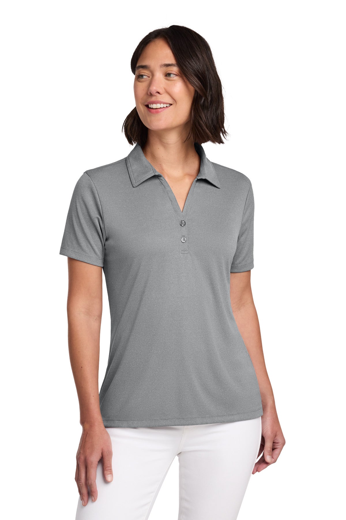 TravisMathew Women's Coto Performance Polo TM1WX002 in Quiet Shade Grey Heather