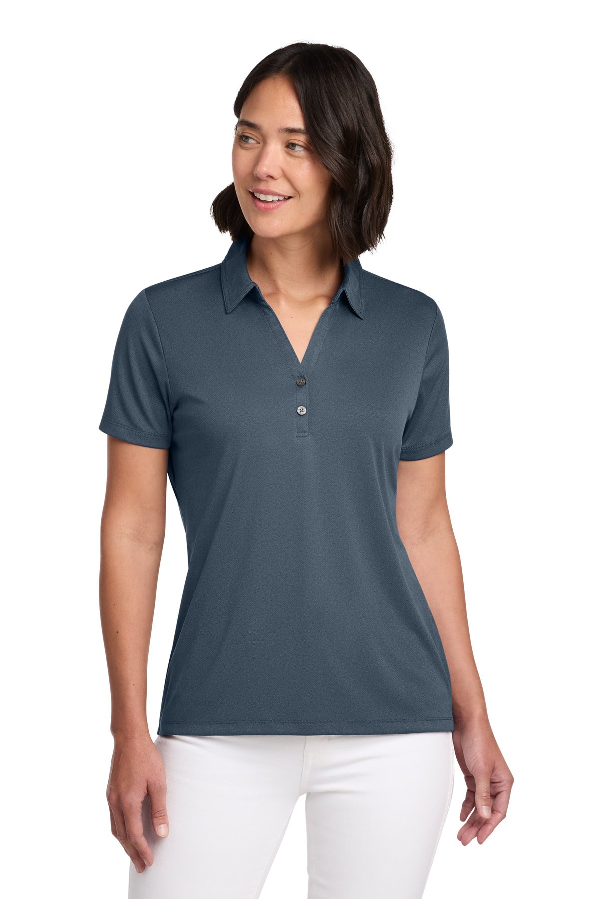 TravisMathew Women's Coto Performance Polo TM1WX002 in Vintage Indigo/ Black