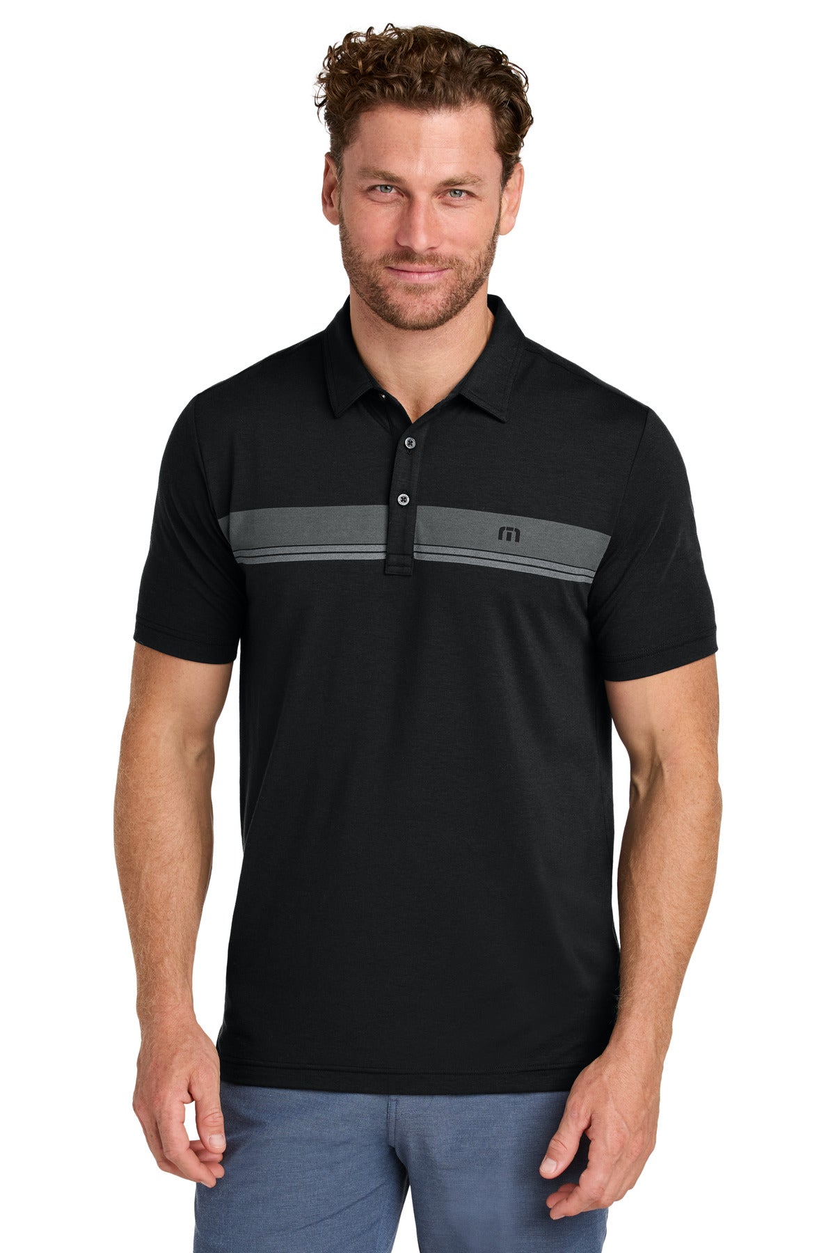 TravisMathew Glenview Stripe Polo TMA41462 in Black