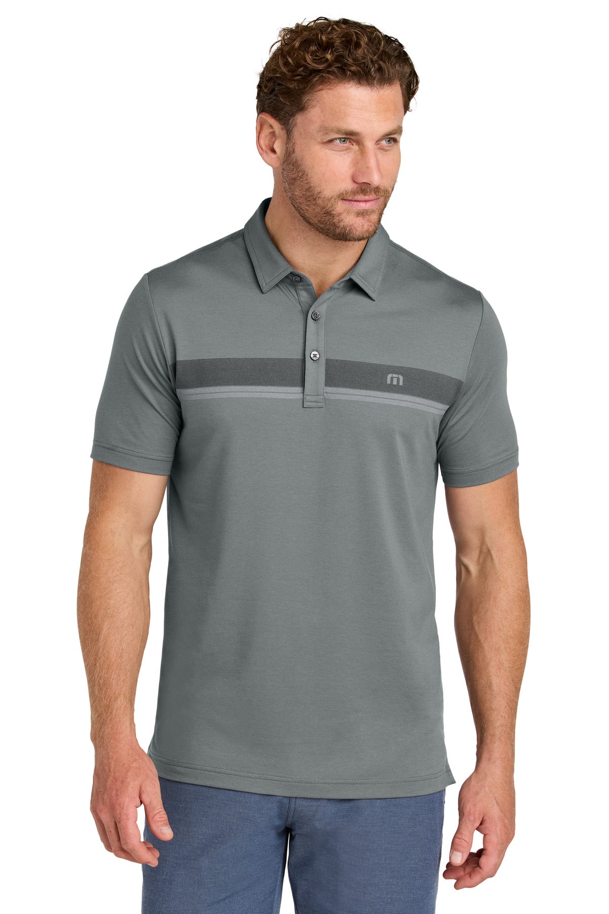 TravisMathew Glenview Stripe Polo TMA41462 in Quiet Shade Grey