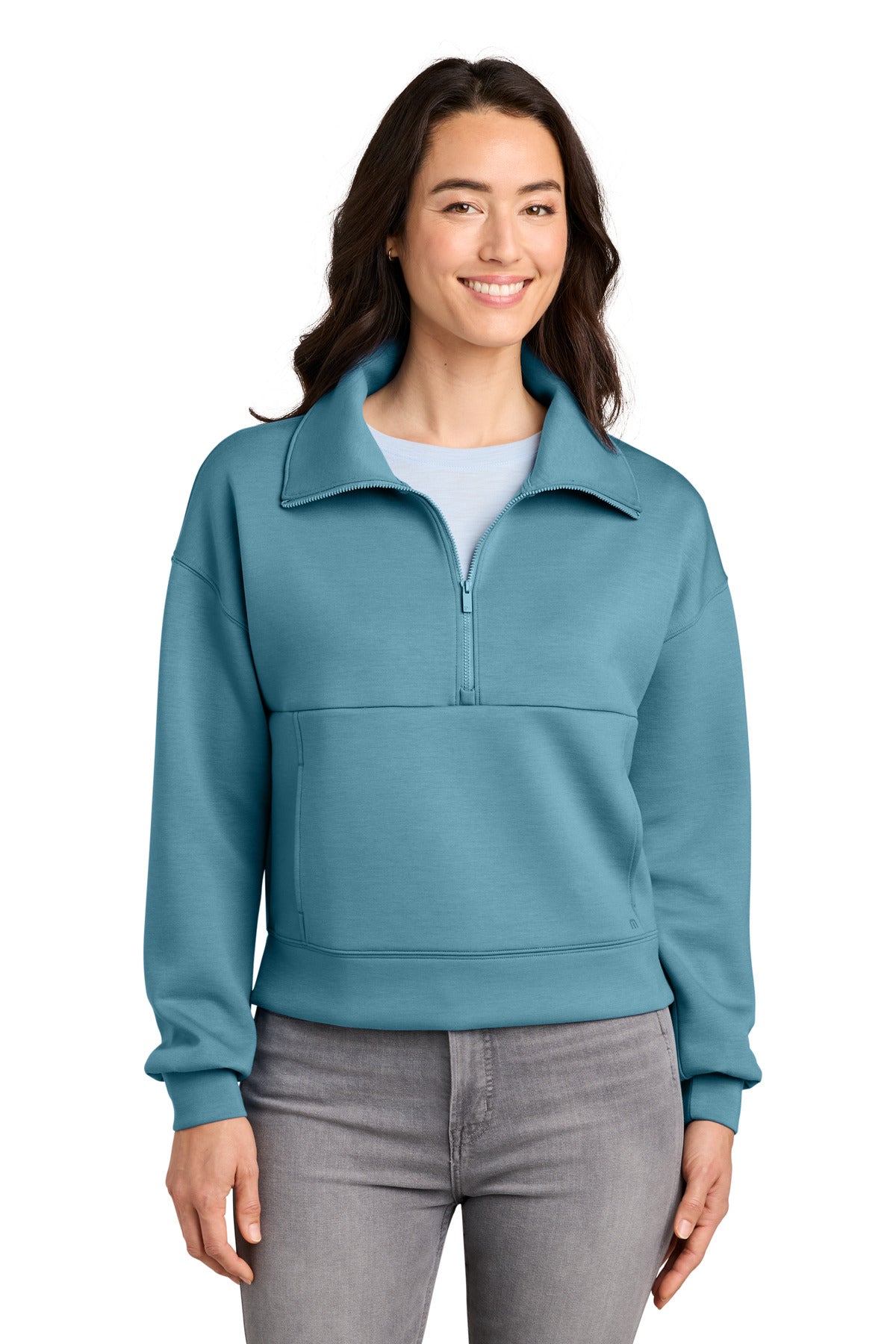 TravisMathew Women's Momentum Shift 1/2-Zip TMA42219 in Copen Blue