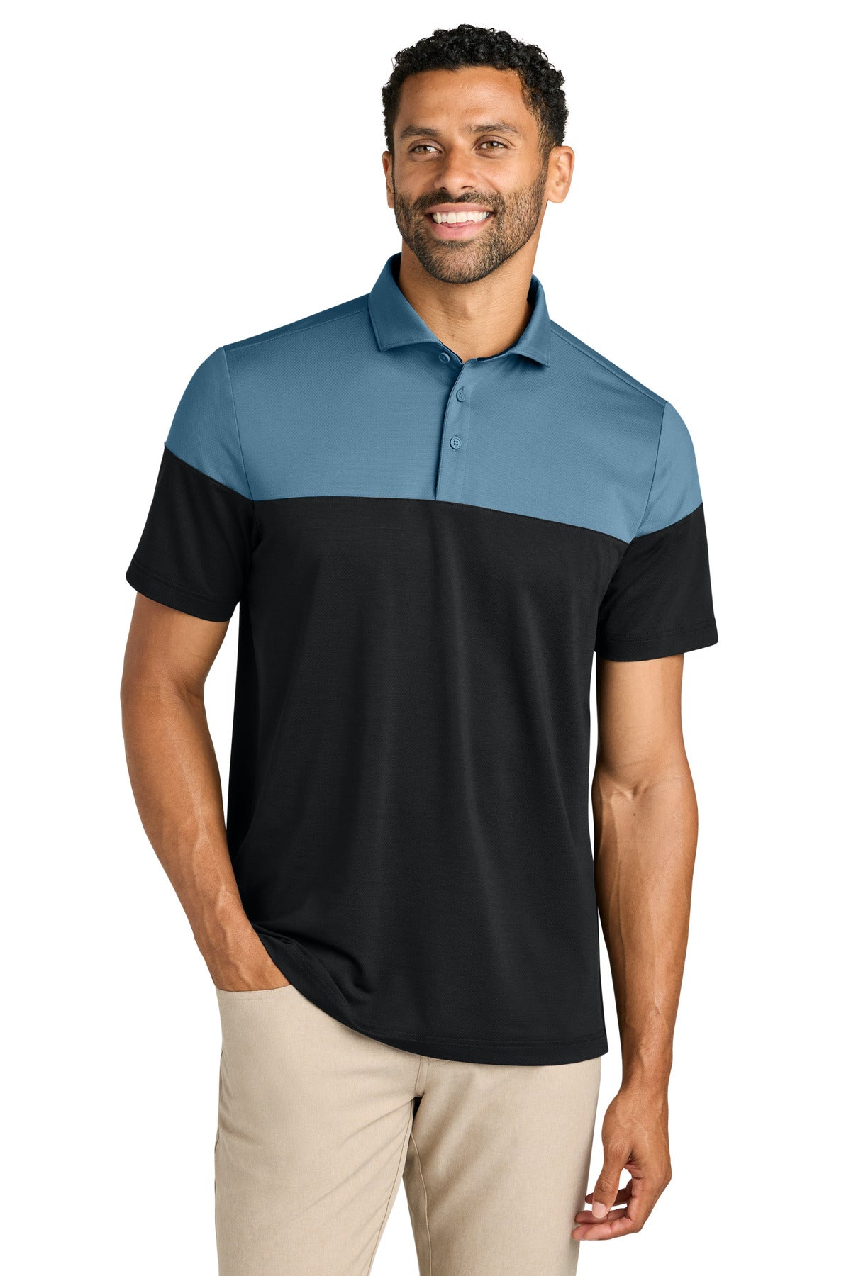 TravisMathew Onward Colorblock Polo TMA42774 in Copen Blue/ Black