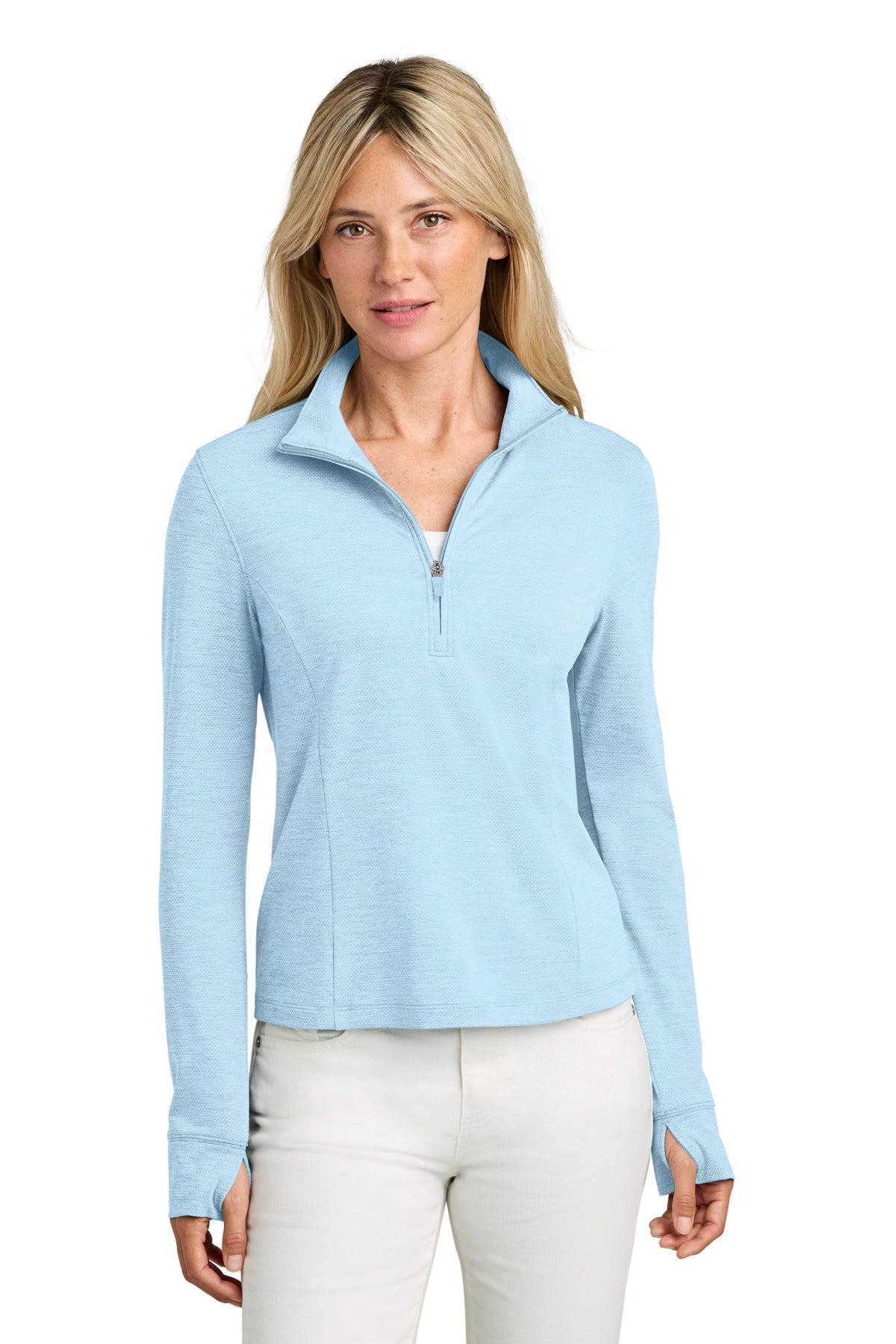 TravisMathew Women's Onward 1/2-Zip TMA42778 in Airy Blue Heather