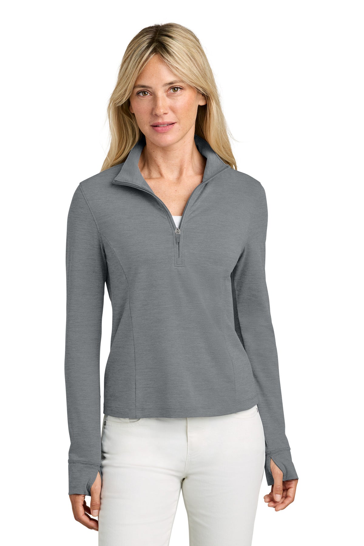 TravisMathew Women's Onward 1/2-Zip TMA42778 in Quiet Shade Grey Heather