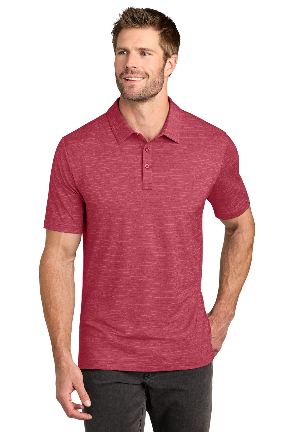 TravisMathew Crestview Polo TMA46371 in Scooter Red Heather