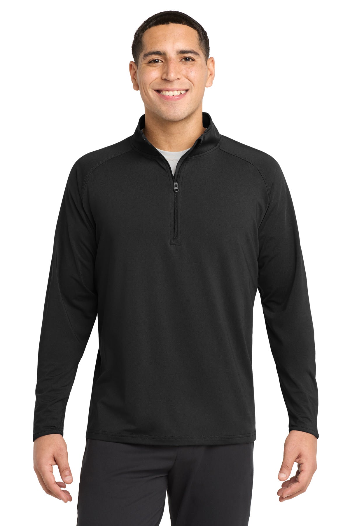 Sport-Tek Tall Sport-Wick Stretch 1/4-Zip Pullover. TST850 in Black