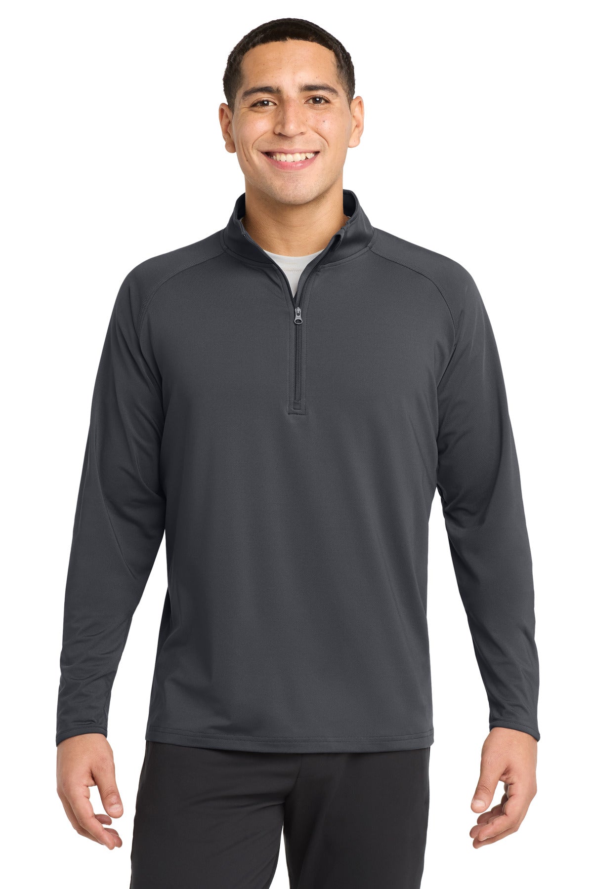 Sport-Tek Tall Sport-Wick Stretch 1/4-Zip Pullover. TST850 in Charcoal Grey