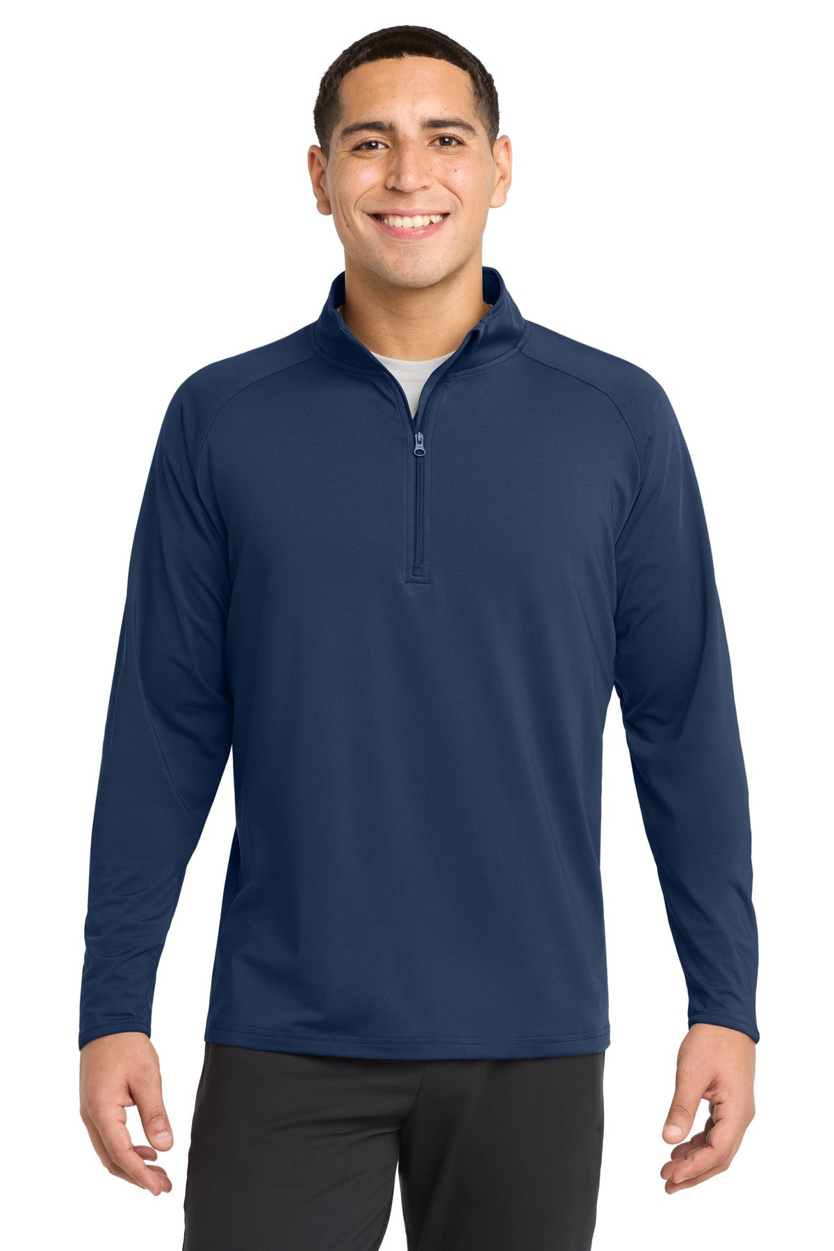 Sport-Tek Tall Sport-Wick Stretch 1/4-Zip Pullover. TST850 in True Navy