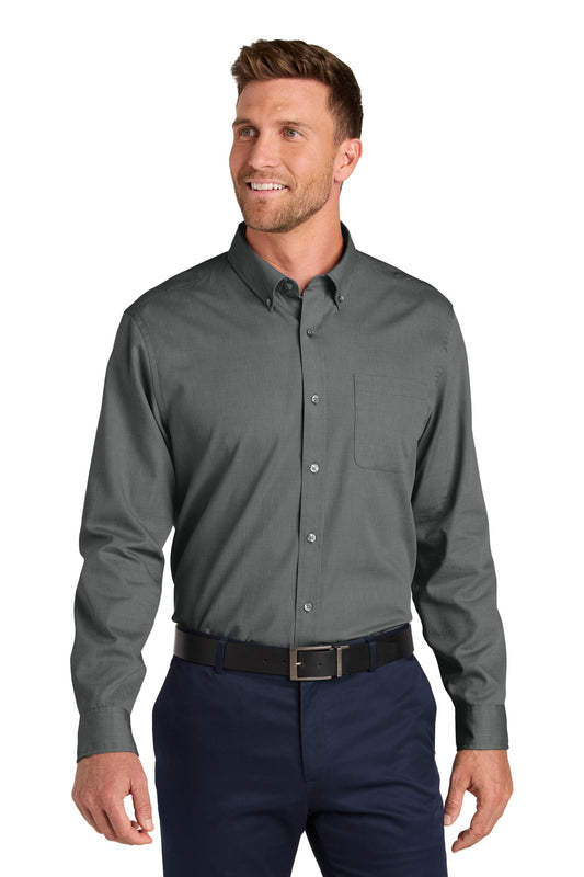 Port Authority Long Sleeve Nailhead Easy Care Shirt W816 in Deep Black
