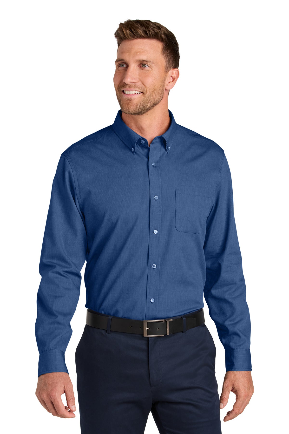Port Authority Long Sleeve Nailhead Easy Care Shirt W816 in Mediterranean Blue