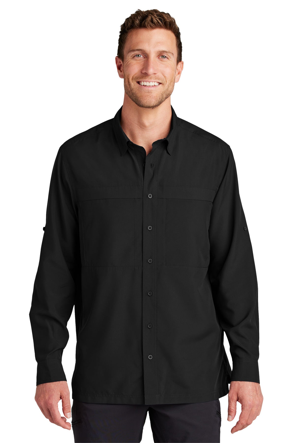 Port Authority Long Sleeve UV Daybreak Shirt W960 in Deep Black