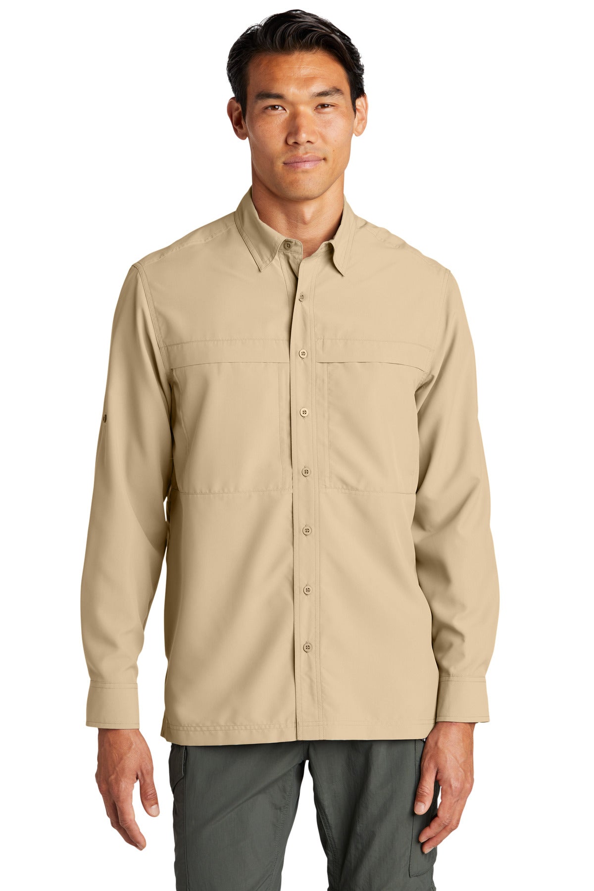 Port Authority Long Sleeve UV Daybreak Shirt W960 in Oat