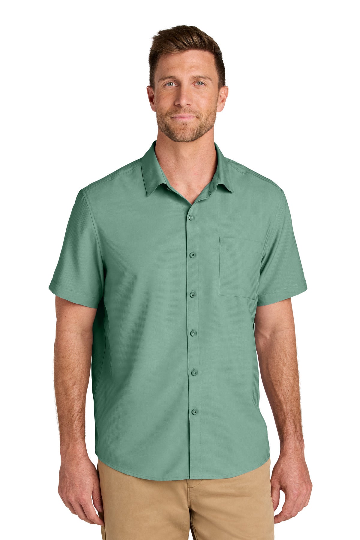 Port Authority Short Sleeve UV Dockside Shirt W963 in Sage