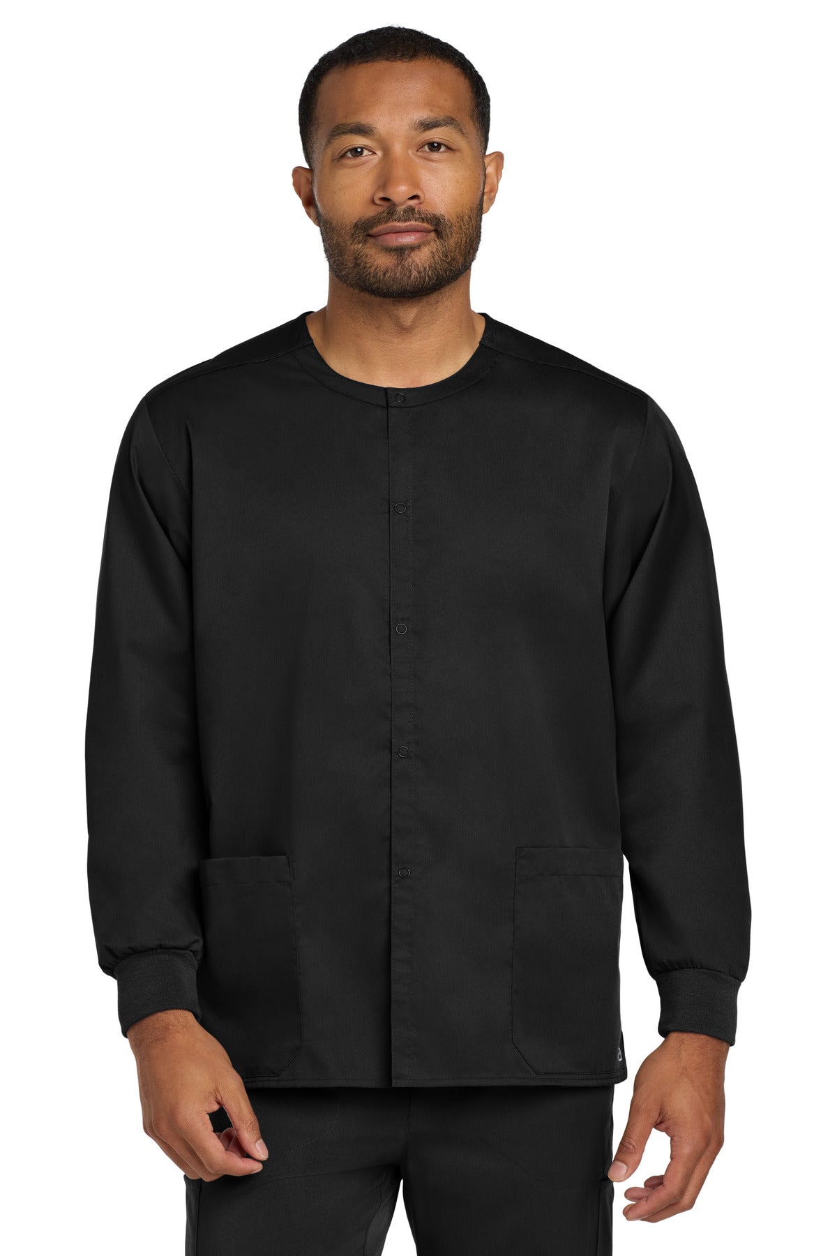 Wink Unisex WorkFlex Snap-Front Scrub Jacket WW3080 in Black