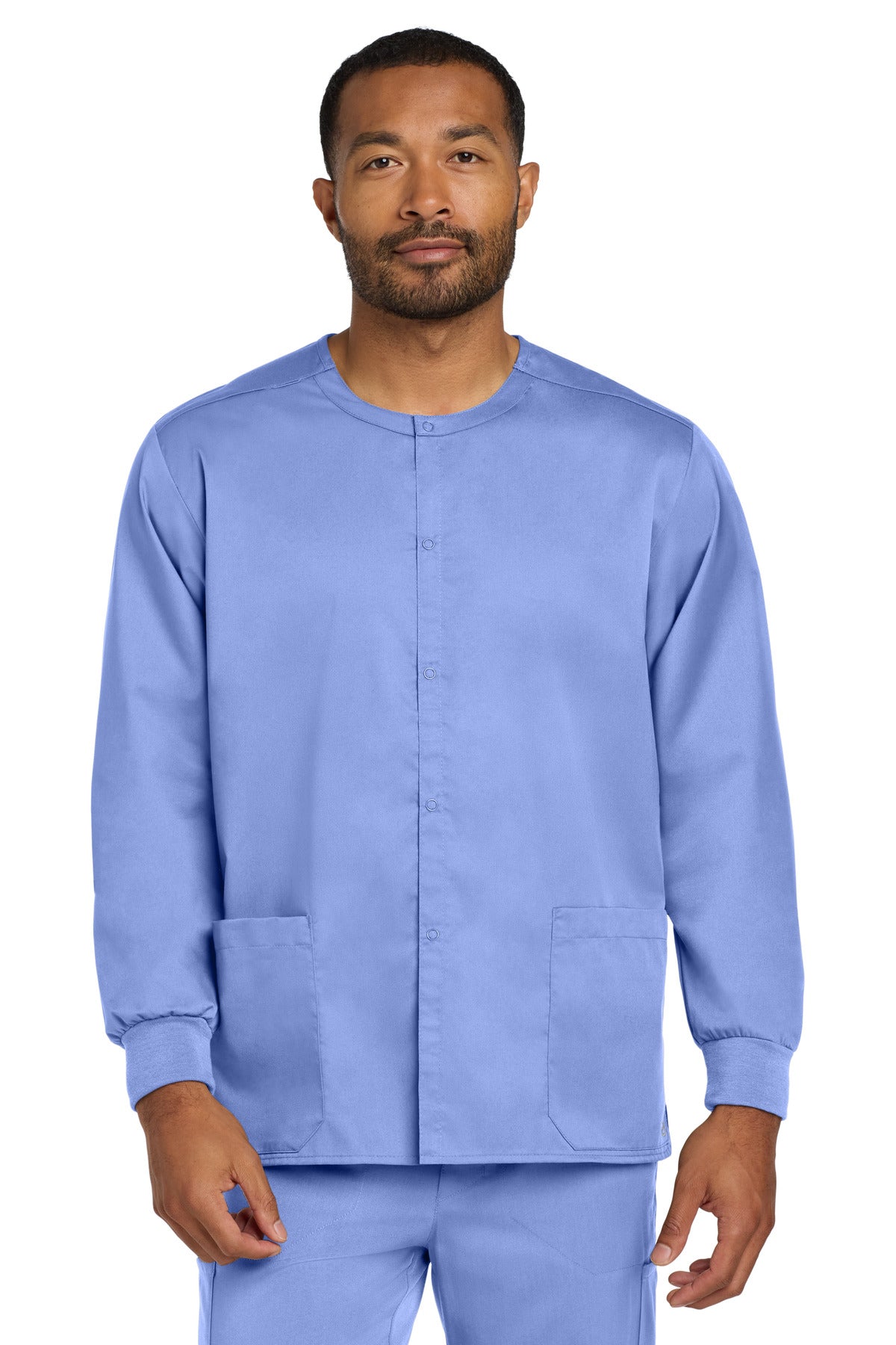 Wink Unisex WorkFlex Snap-Front Scrub Jacket WW3080 in Ceil Blue