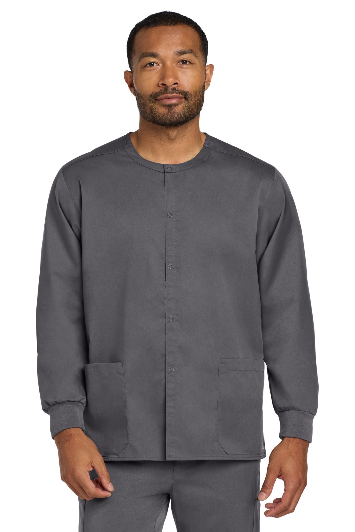 Wink Unisex WorkFlex Snap-Front Scrub Jacket WW3080 in Pewter