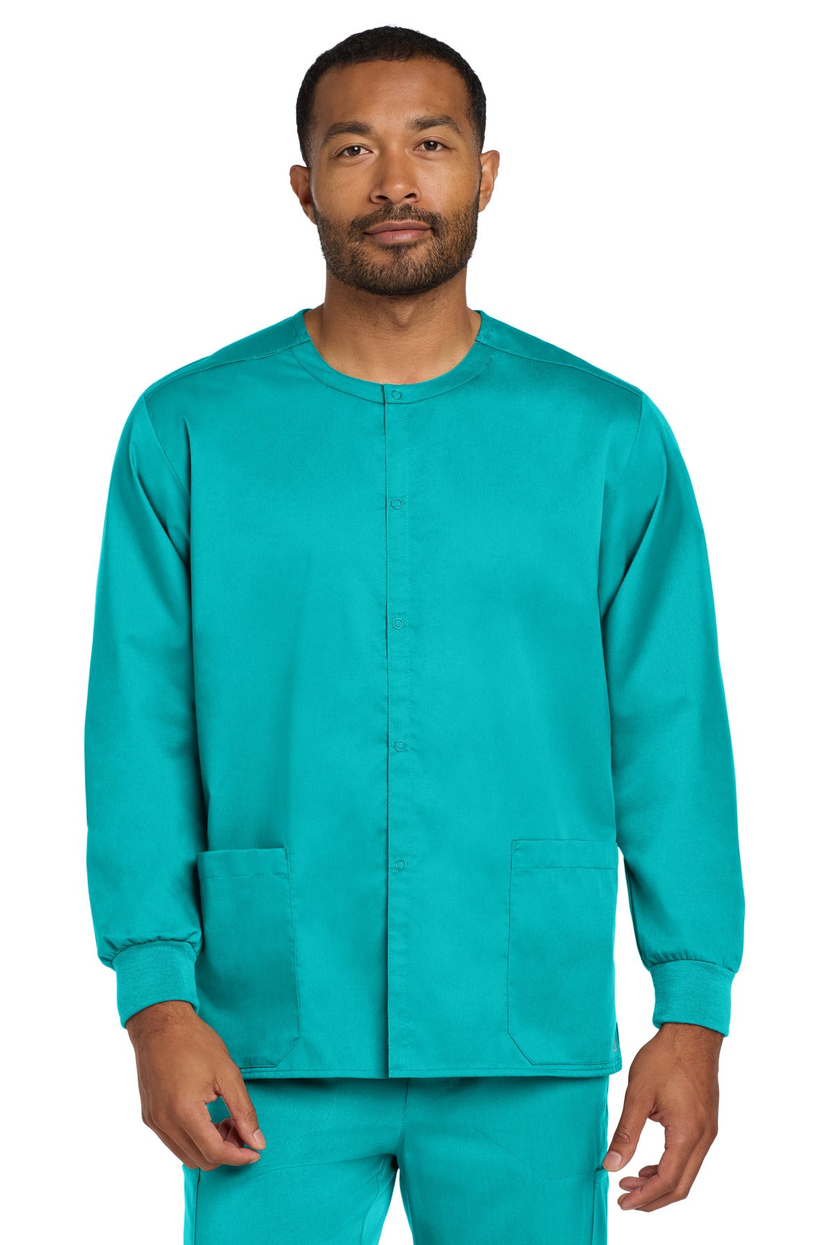 Wink Unisex WorkFlex Snap-Front Scrub Jacket WW3080 in Teal Blue