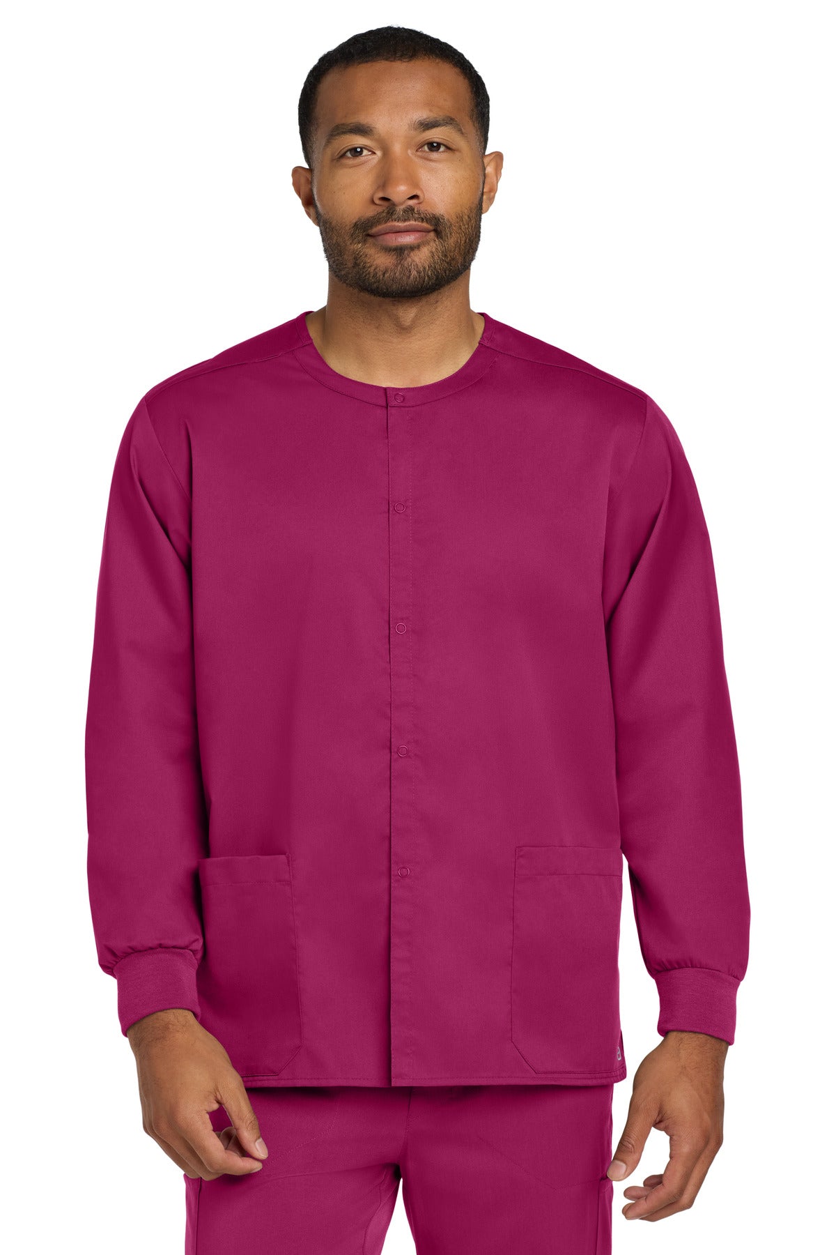 Wink Unisex WorkFlex Snap-Front Scrub Jacket WW3080 in Wine