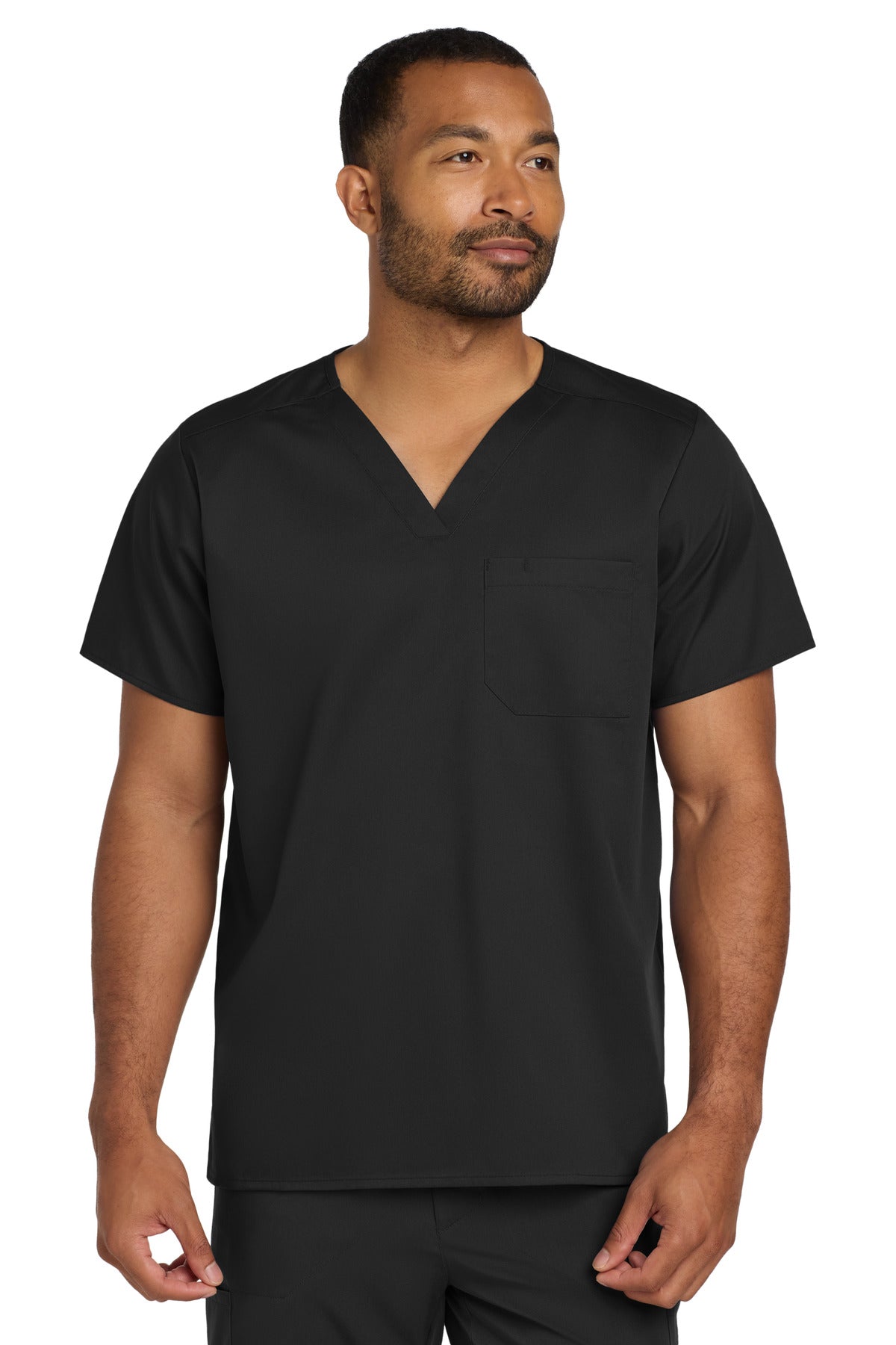 Wink Unisex WorkFlex Chest Pocket V-Neck Top WW3160 in Black