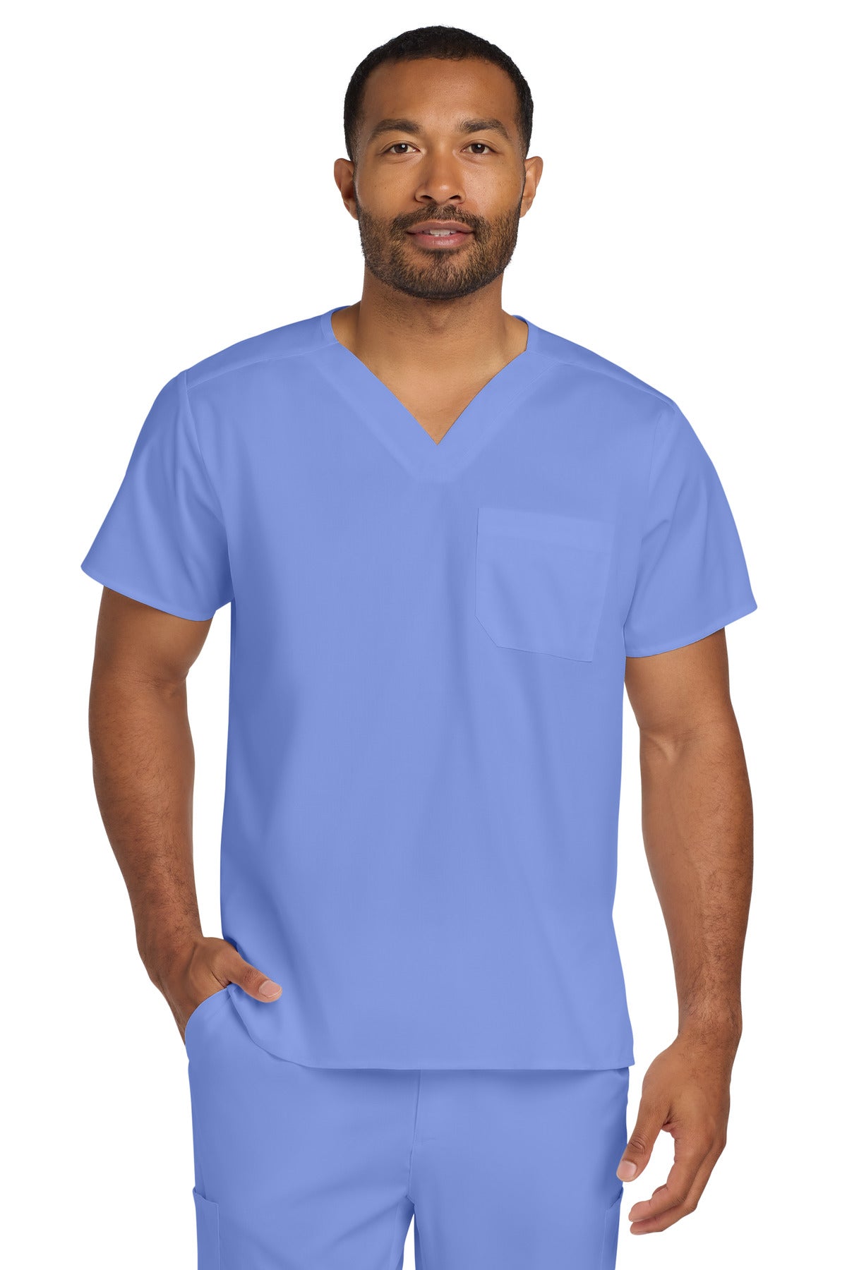 Wink Unisex WorkFlex Chest Pocket V-Neck Top WW3160 in Ceil Blue