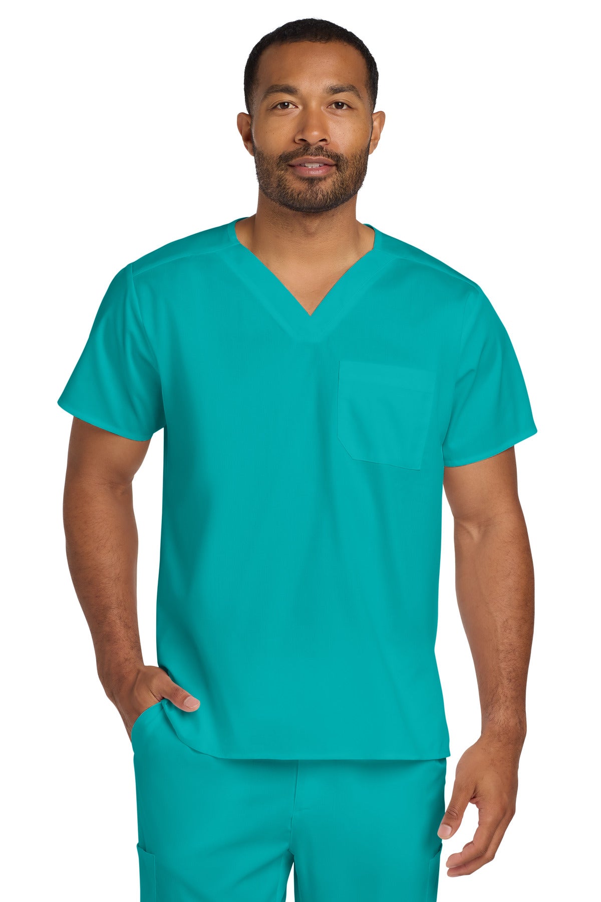 Wink Unisex WorkFlex Chest Pocket V-Neck Top WW3160 in Teal Blue
