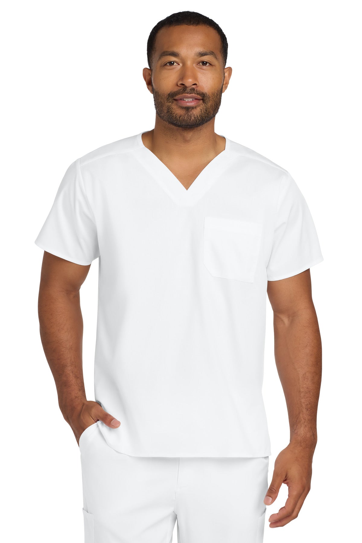 Wink Unisex WorkFlex Chest Pocket V-Neck Top WW3160 in White