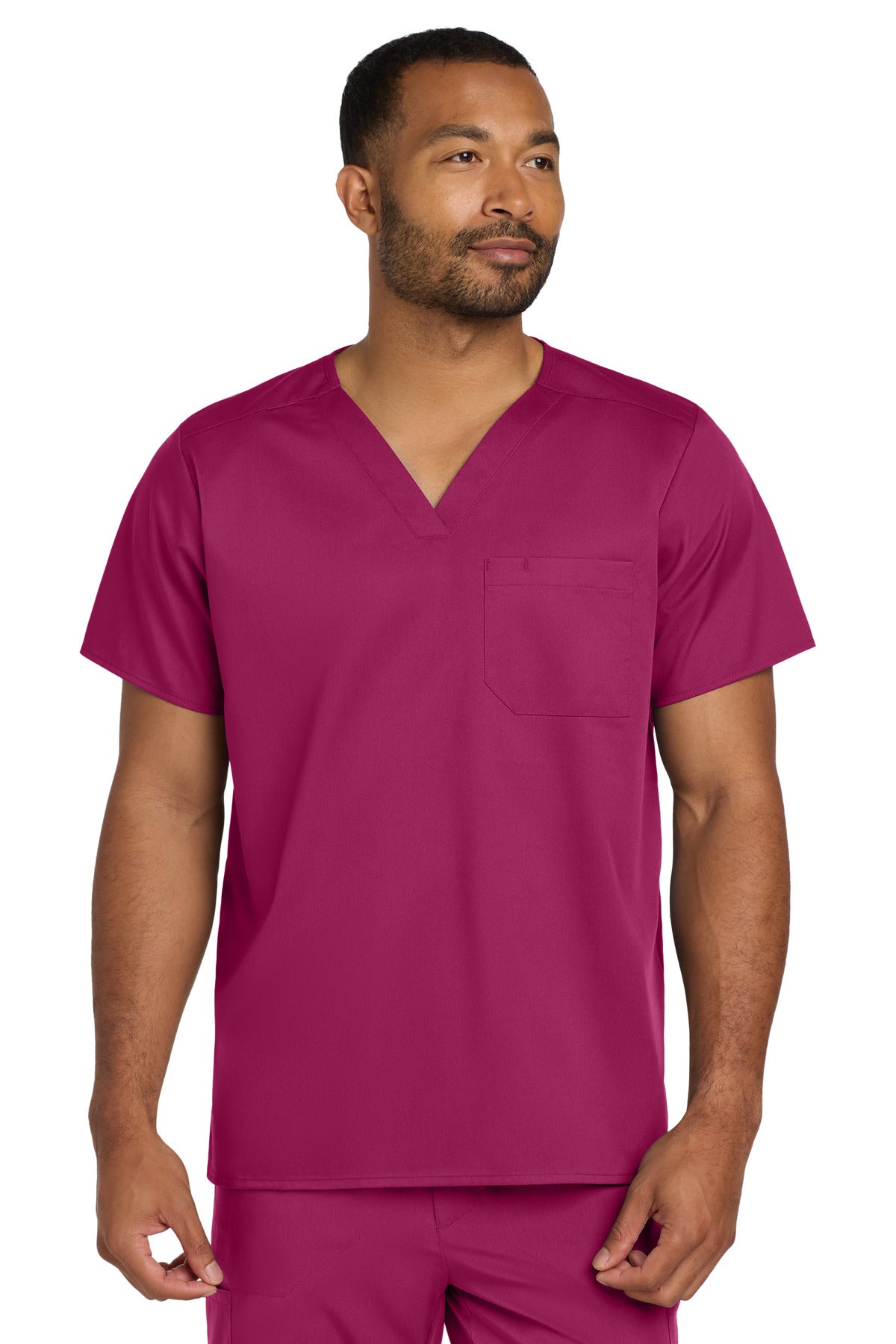 Wink Unisex WorkFlex Chest Pocket V-Neck Top WW3160 in Wine