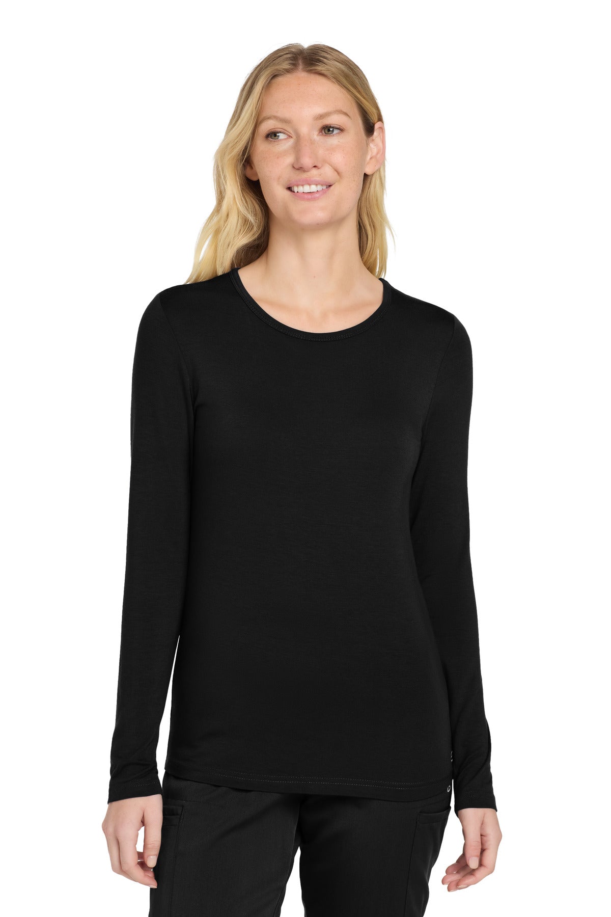 Wink Women's Long Sleeve Layer Tee WW4029 in Black