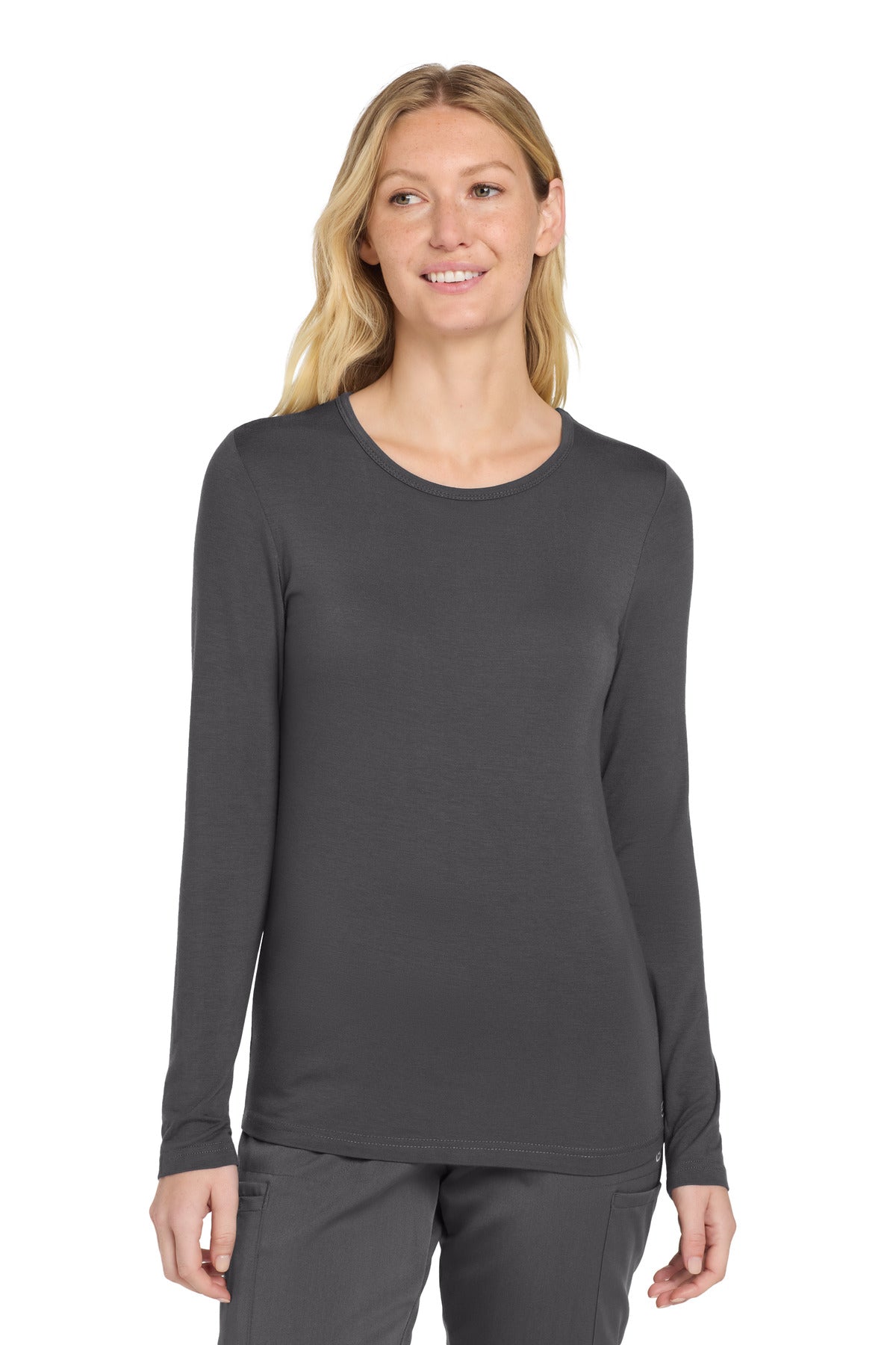 Wink Women's Long Sleeve Layer Tee WW4029 in Pewter