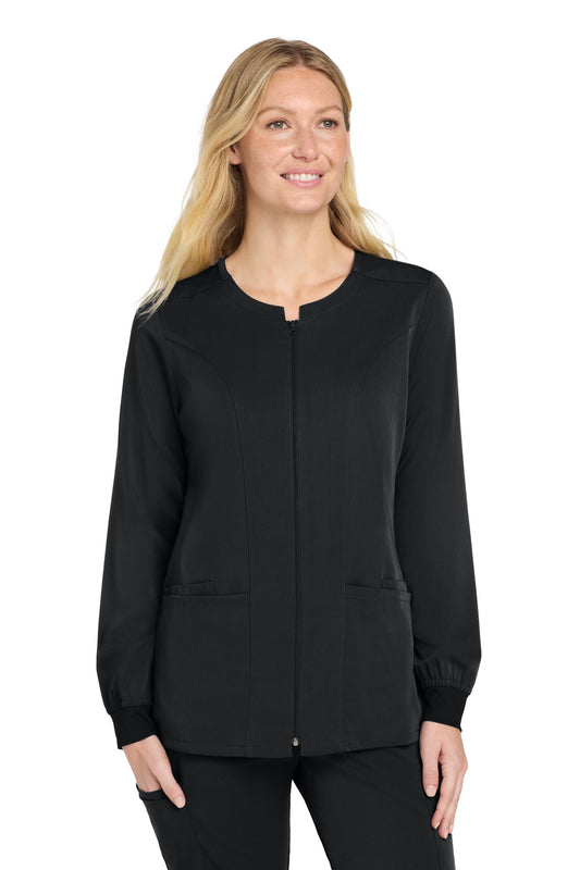 Wink Women's Premiere Flex Full-Zip Scrub Jacket WW4088 in Black