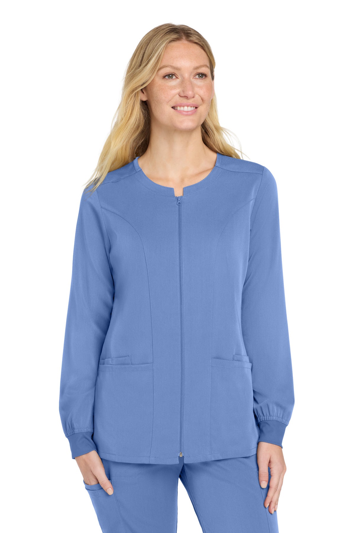 Wink Women's Premiere Flex Full-Zip Scrub Jacket WW4088 in Ceil Blue