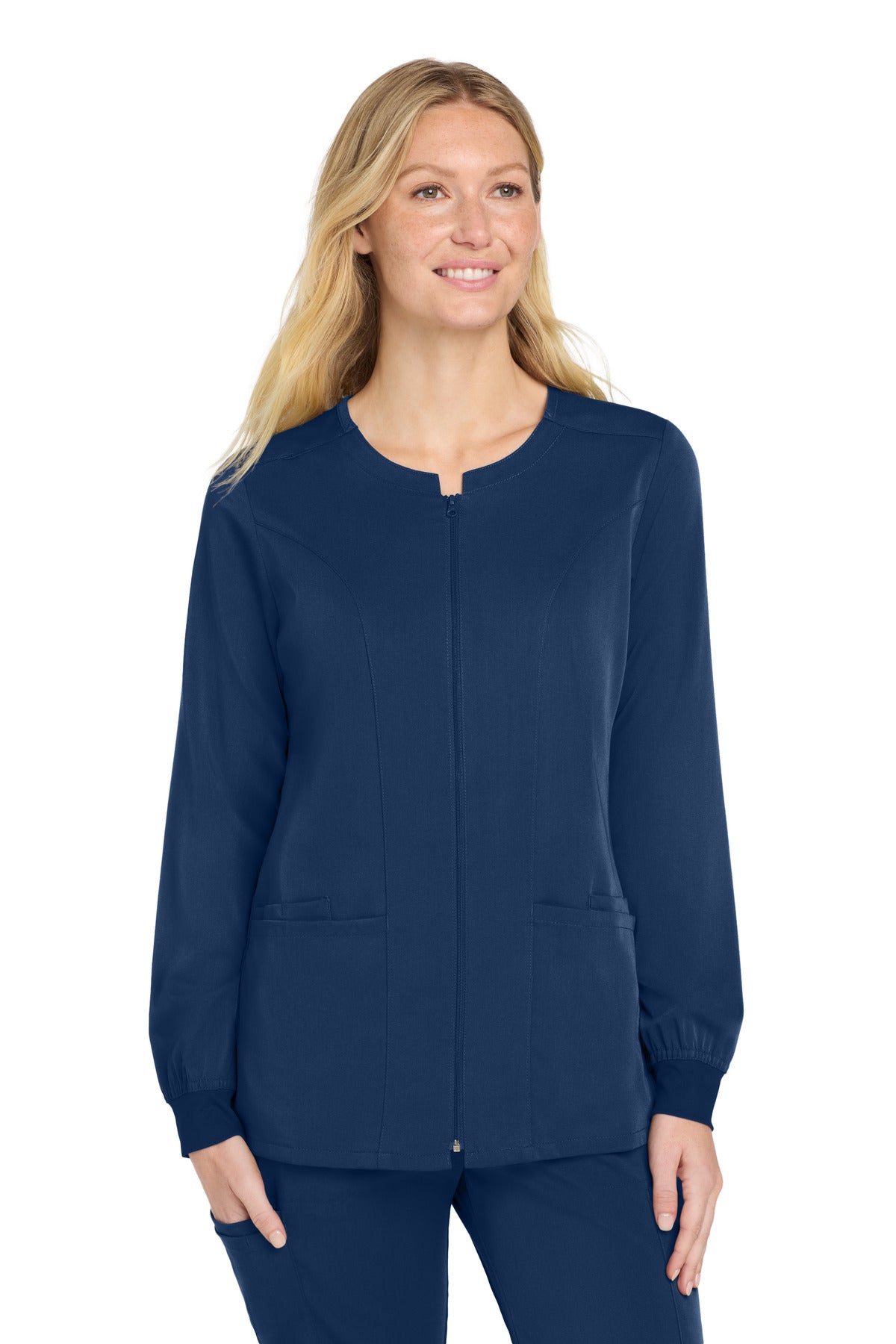 Wink Women's Premiere Flex Full-Zip Scrub Jacket WW4088 in Navy