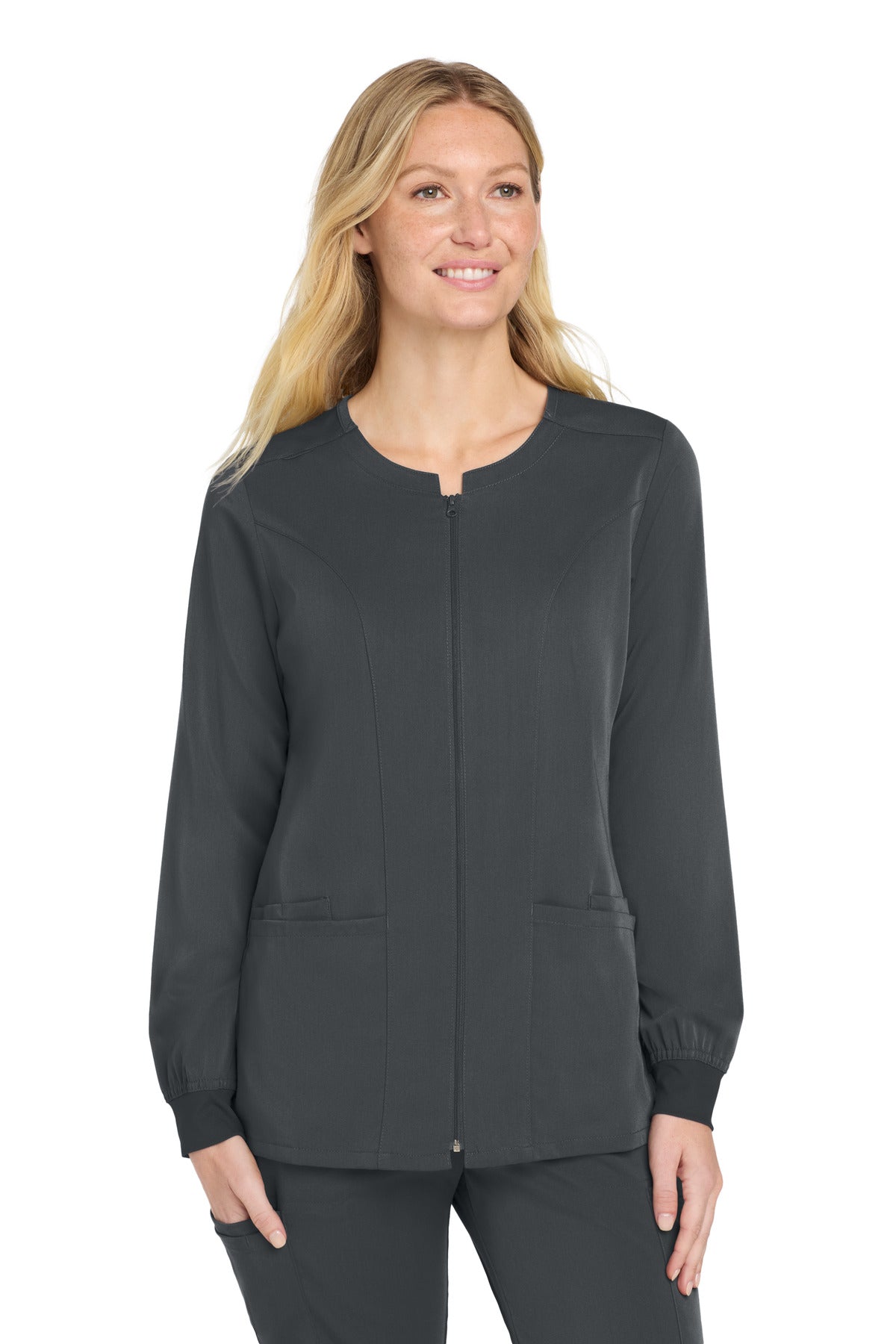 Wink Women's Premiere Flex Full-Zip Scrub Jacket WW4088 in Pewter
