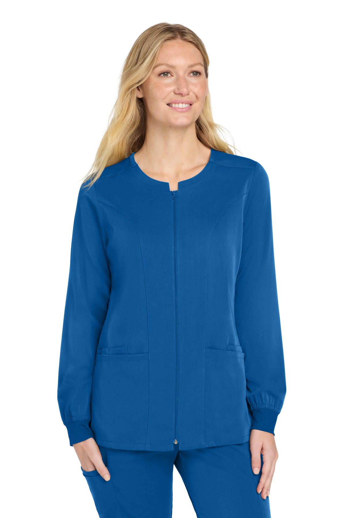 Wink Women's Premiere Flex Full-Zip Scrub Jacket WW4088 in Royal