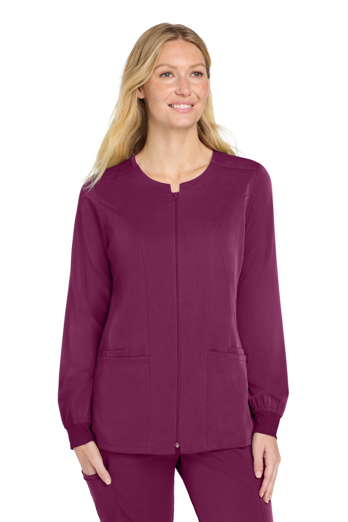 Wink Women's Premiere Flex Full-Zip Scrub Jacket WW4088 in Wine